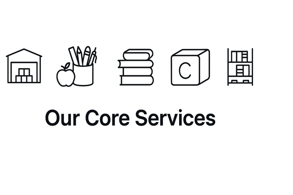 Icons for NY Fulfillment Hub Core Services: Storage, Education, Books, FBA Prep, Returns
